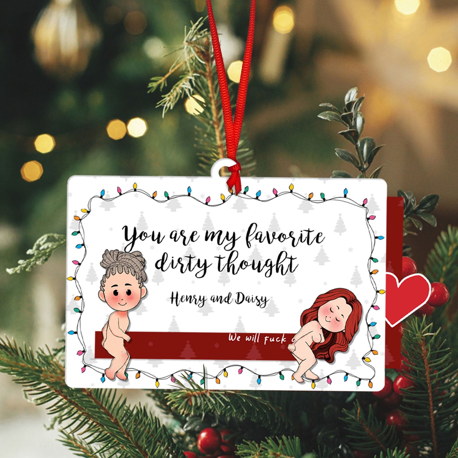 Personalized Wooden Slider Card Ornament - Funny Romantic Christmas Gift For Couples-T2509-0904-mk1