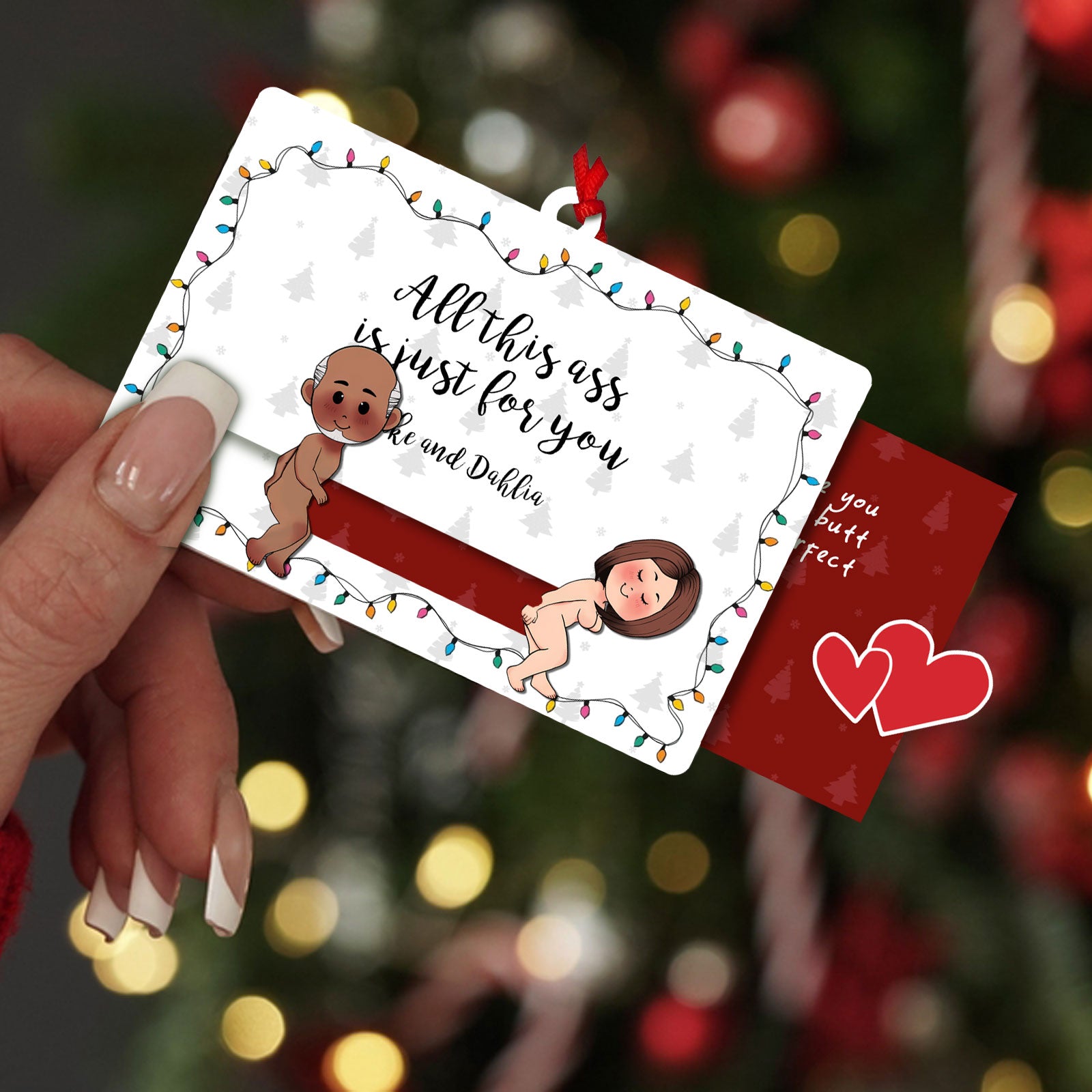 Personalized Wooden Slider Card Ornament - Funny Romantic Christmas Gift For Couples-T2509-0904-mk2