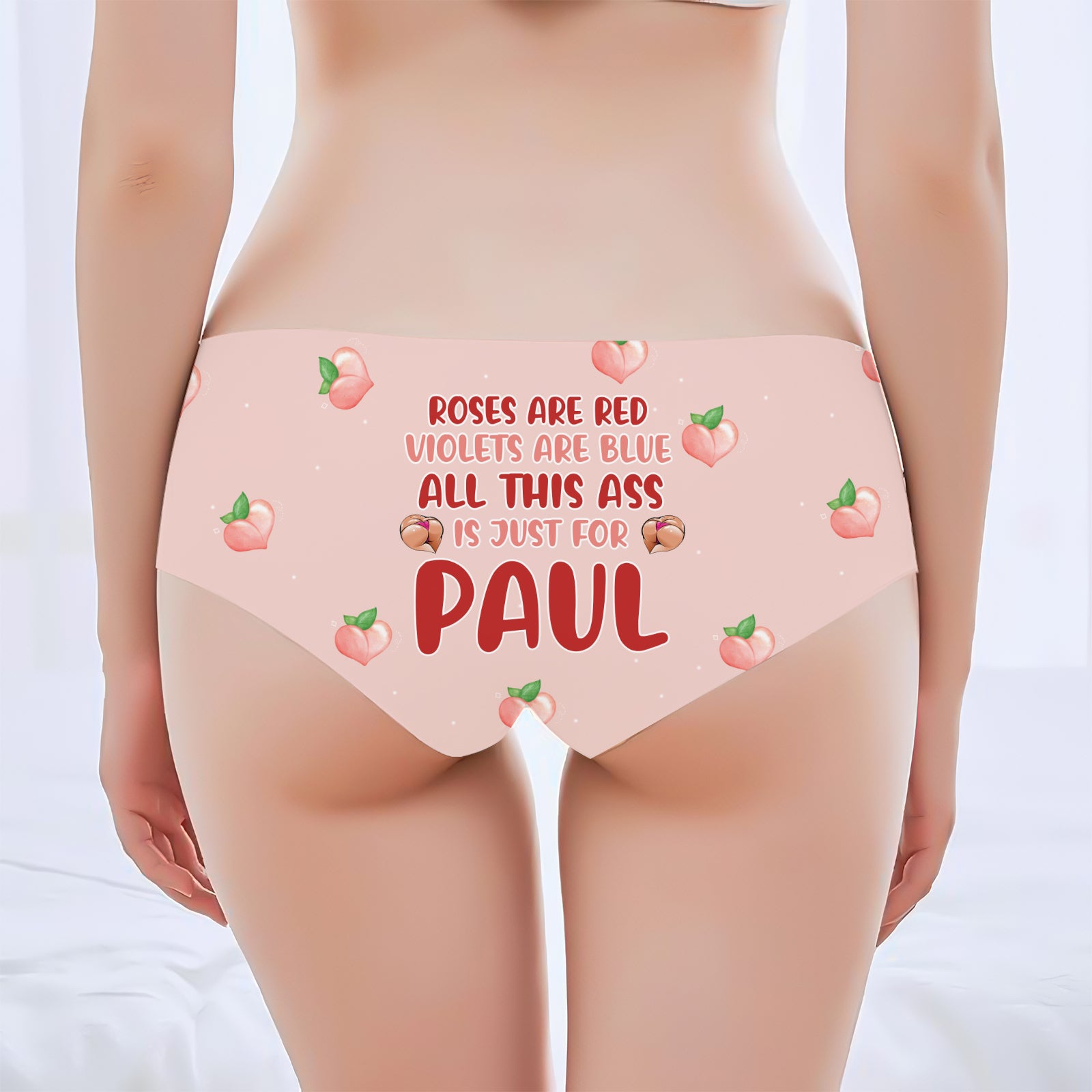 Pink Panties with Funny Romantic Message - Personalized Women’s Underwear Gift for Him or Her-mk4