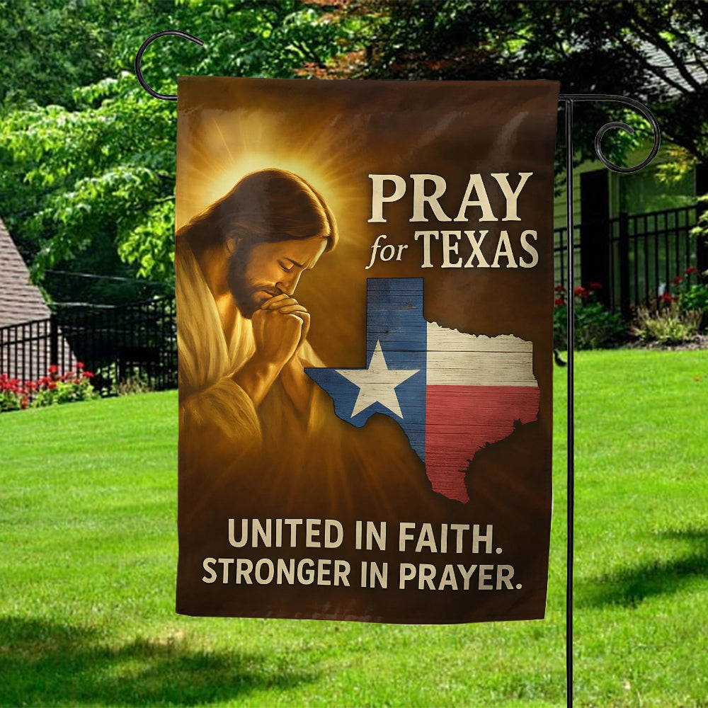 Pray for Texas Christian Flag - Jesus with Texas Map Outdoor Faith Banner-W160725-2-GF-mk1