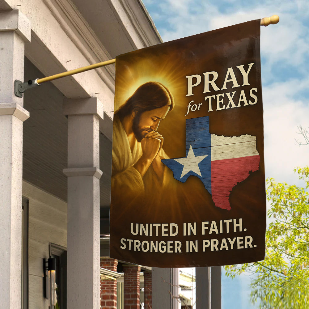 Pray for Texas Christian Flag - Jesus with Texas Map Outdoor Faith Banner-W160725-2-GF-mk2