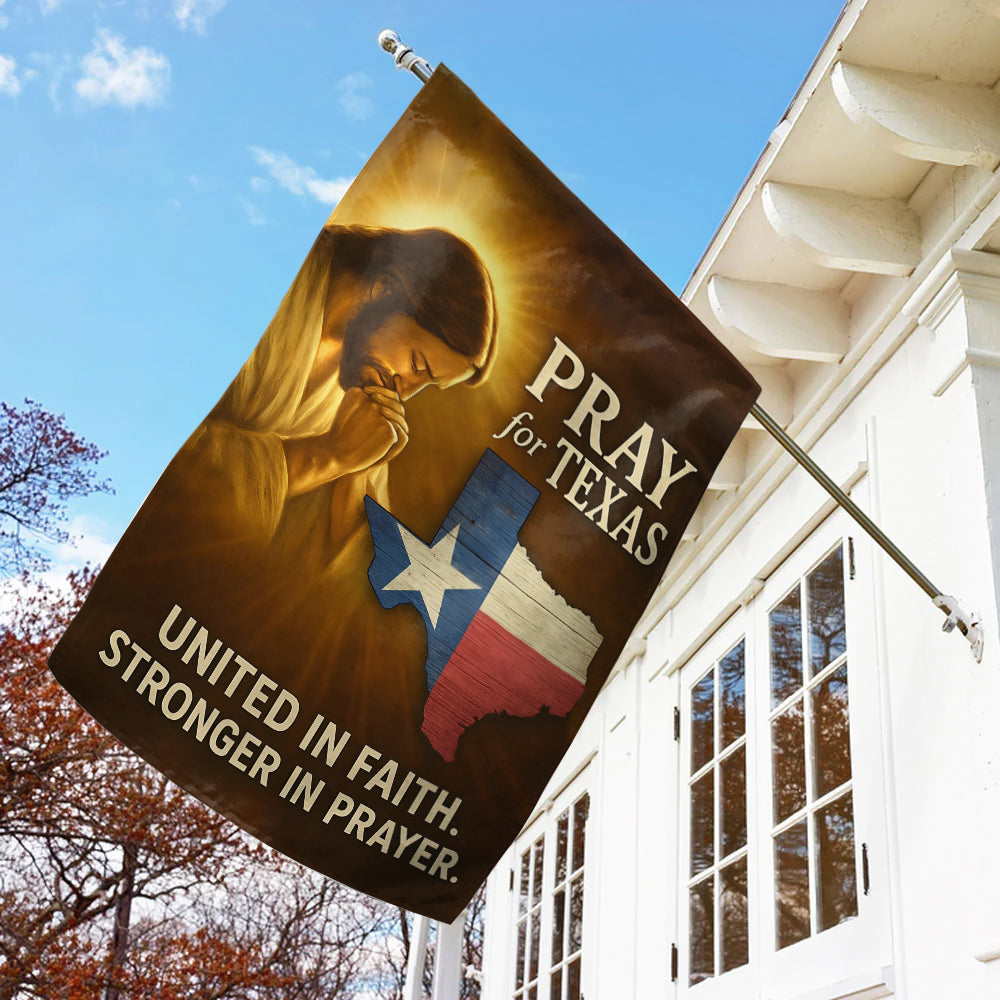 Pray for Texas Christian Flag - Jesus with Texas Map Outdoor Faith Banner-W160725-2-GF-mk3