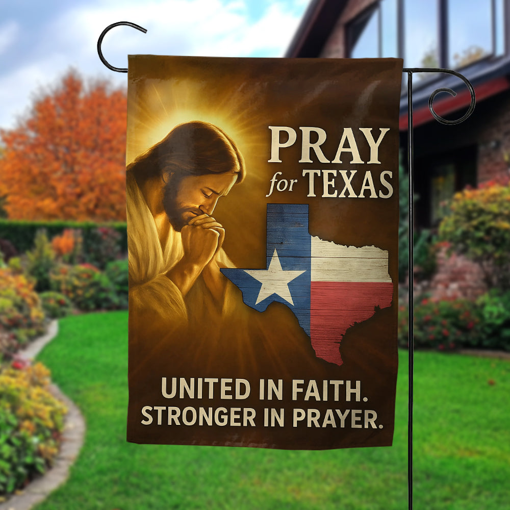 Pray for Texas Christian Flag - Jesus with Texas Map Outdoor Faith Banner-W160725-2-GF-mk4