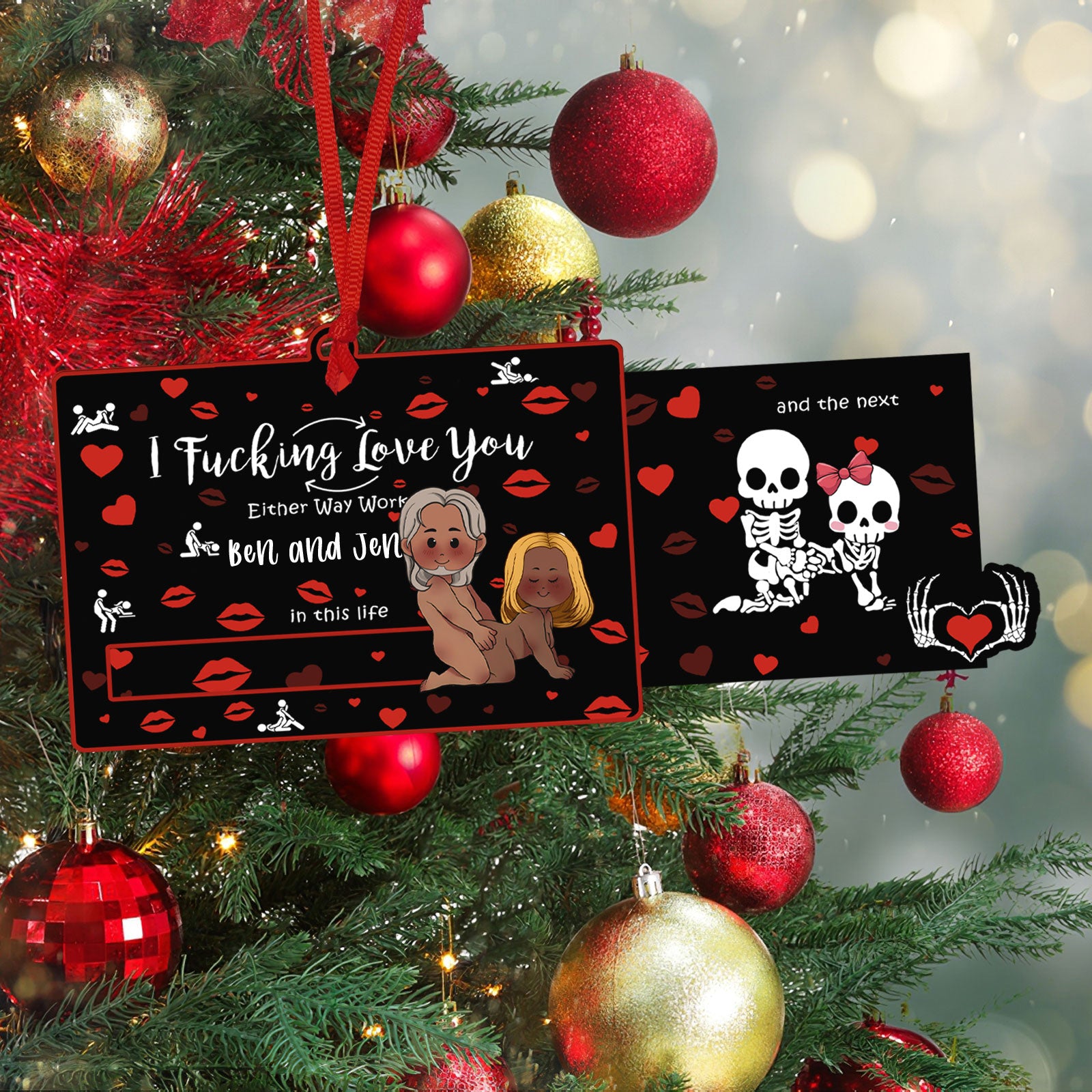 Romantic Gift For Your Loved One - Personalized Wooden Slider Ornament-P2509-0805-5