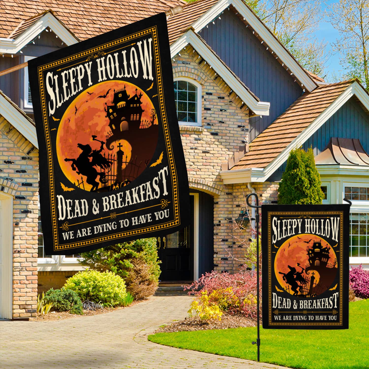 Spooky Halloween Flag - Sleepy Hollow Dead & Breakfast Yard Sign-W170725-11-mk-4