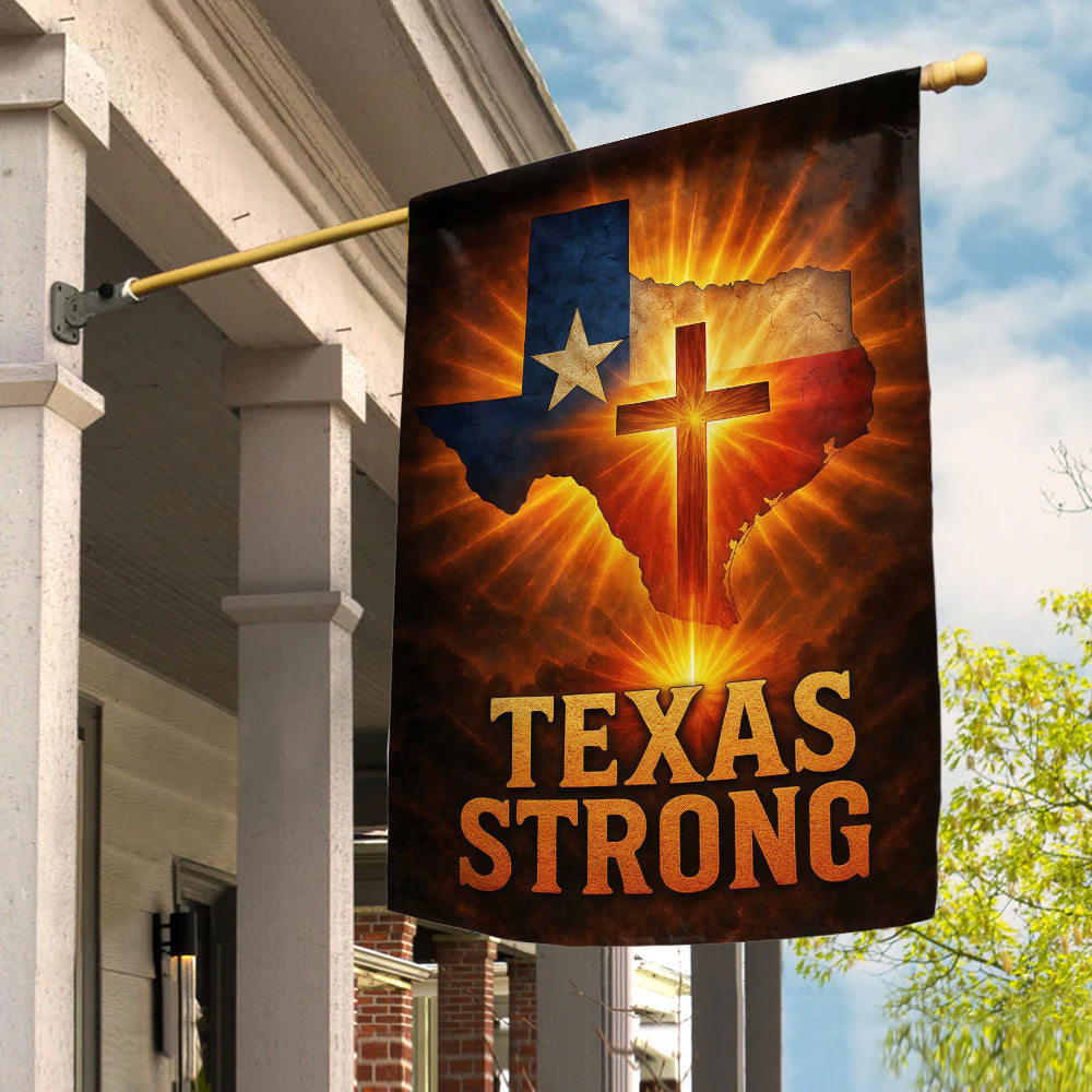 Texas Strong Christian Flag - Cross and Texas Map Outdoor Religious Banner-W160725-3-GF-mk2