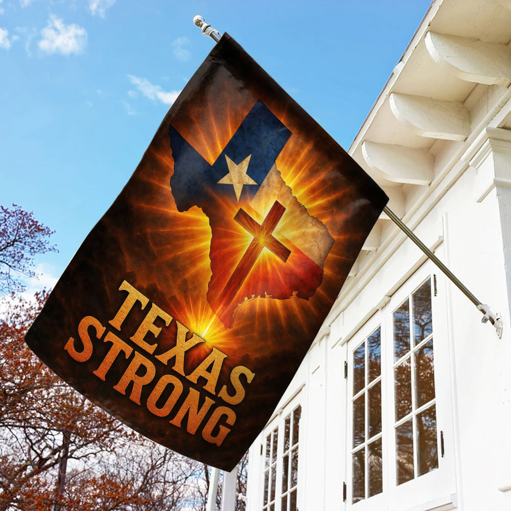 Texas Strong Christian Flag - Cross and Texas Map Outdoor Religious Banner-W160725-3-GF-mk3