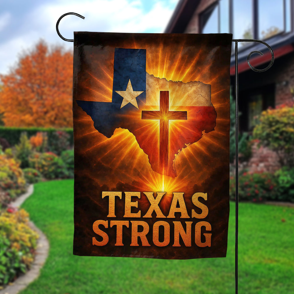 Texas Strong Christian Flag - Cross and Texas Map Outdoor Religious Banner-W160725-3-GF-mk4