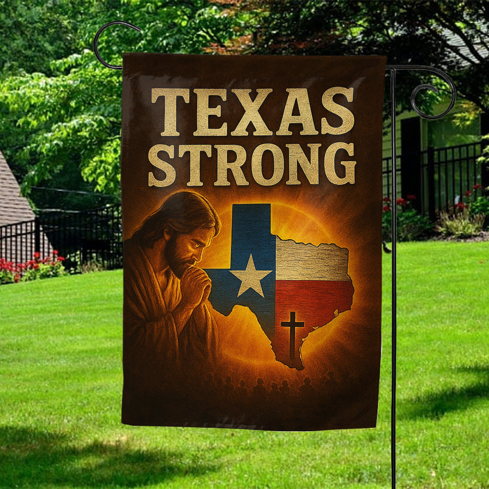 Texas Strong Christian Flag - Jesus and Texas Map with Cross Outdoor Banner-W160725-1-GF-mk1