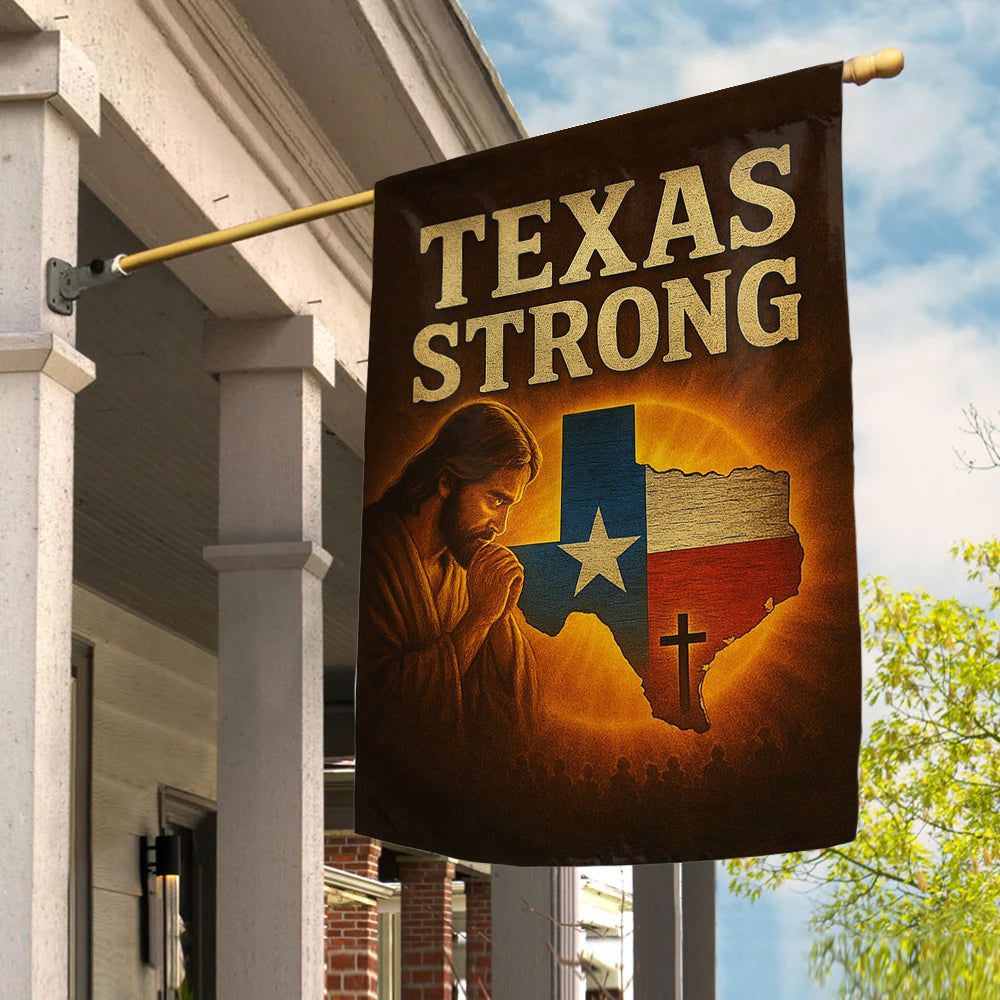 Texas Strong Christian Flag - Jesus and Texas Map with Cross Outdoor Banner-W160725-1-GF-mk2
