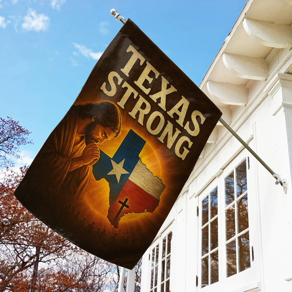 Texas Strong Christian Flag - Jesus and Texas Map with Cross Outdoor Banner-W160725-1-GF-mk3