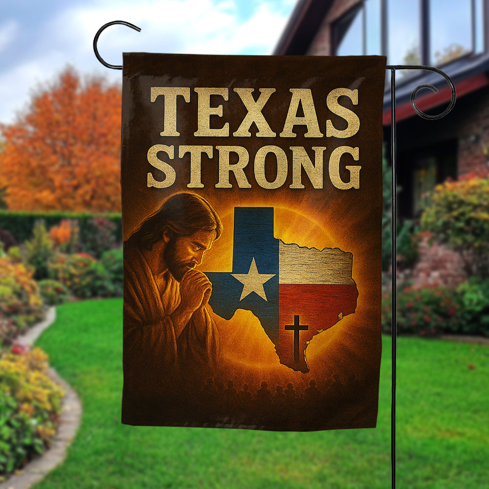 Texas Strong Christian Flag - Jesus and Texas Map with Cross Outdoor Banner-W160725-1-GF-mk4