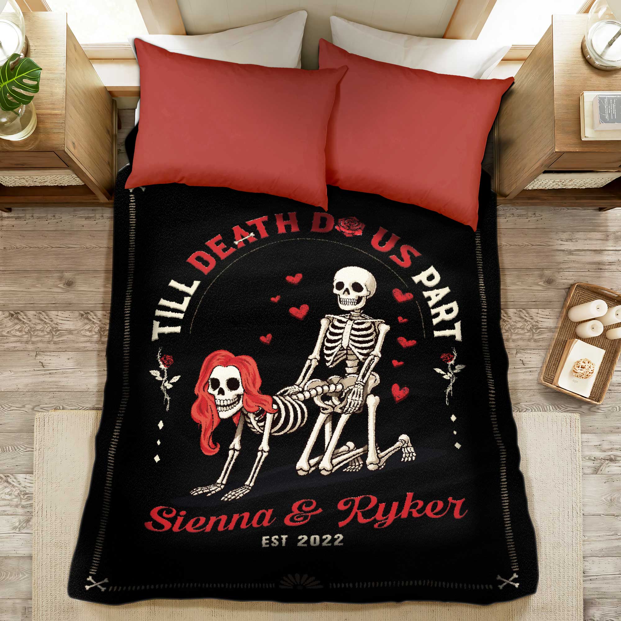 Till Death Do Us Part - Personalized Skeleton Blanket For Lovers-Mockup-1