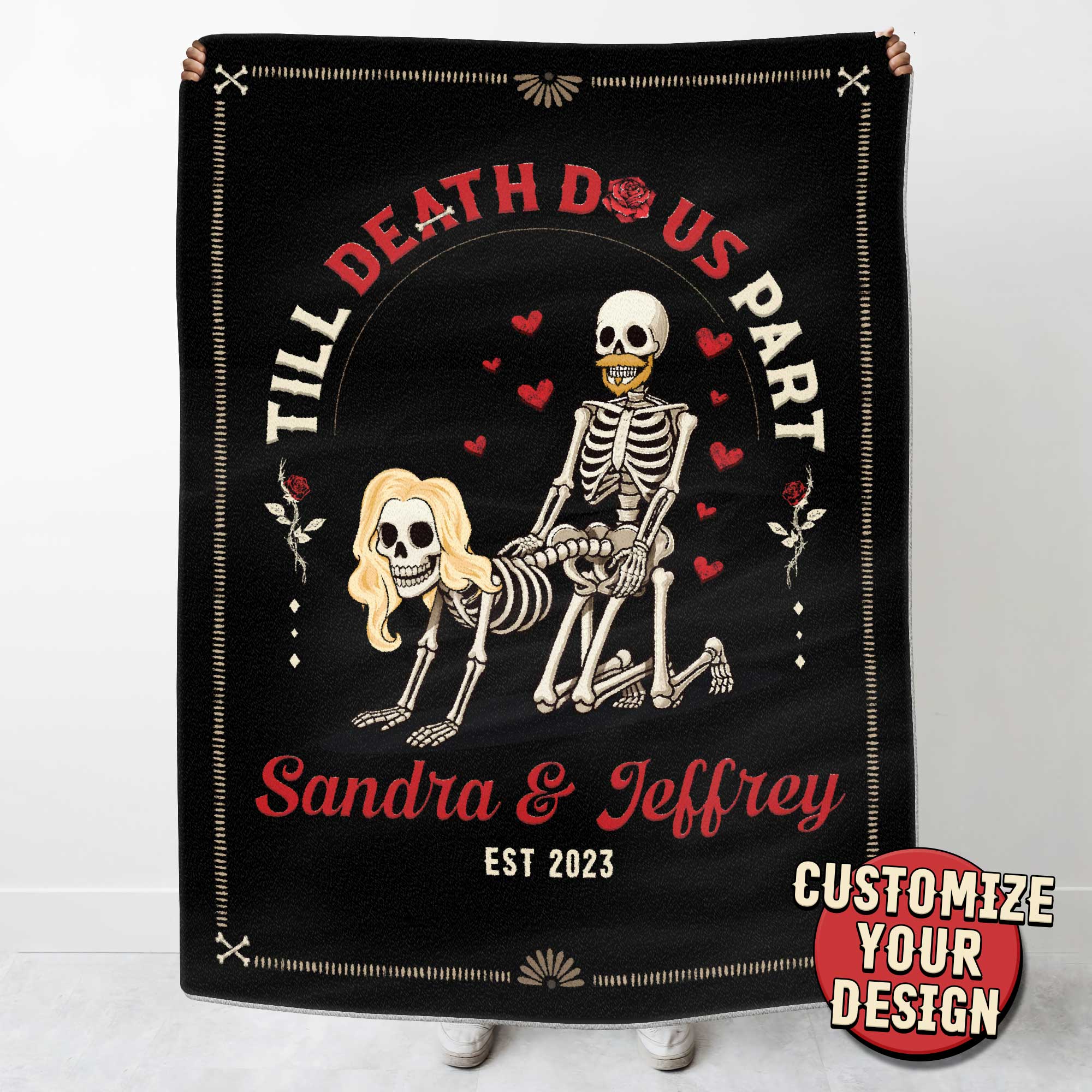 Till Death Do Us Part - Personalized Skeleton Blanket For Lovers-Mockup-Ads