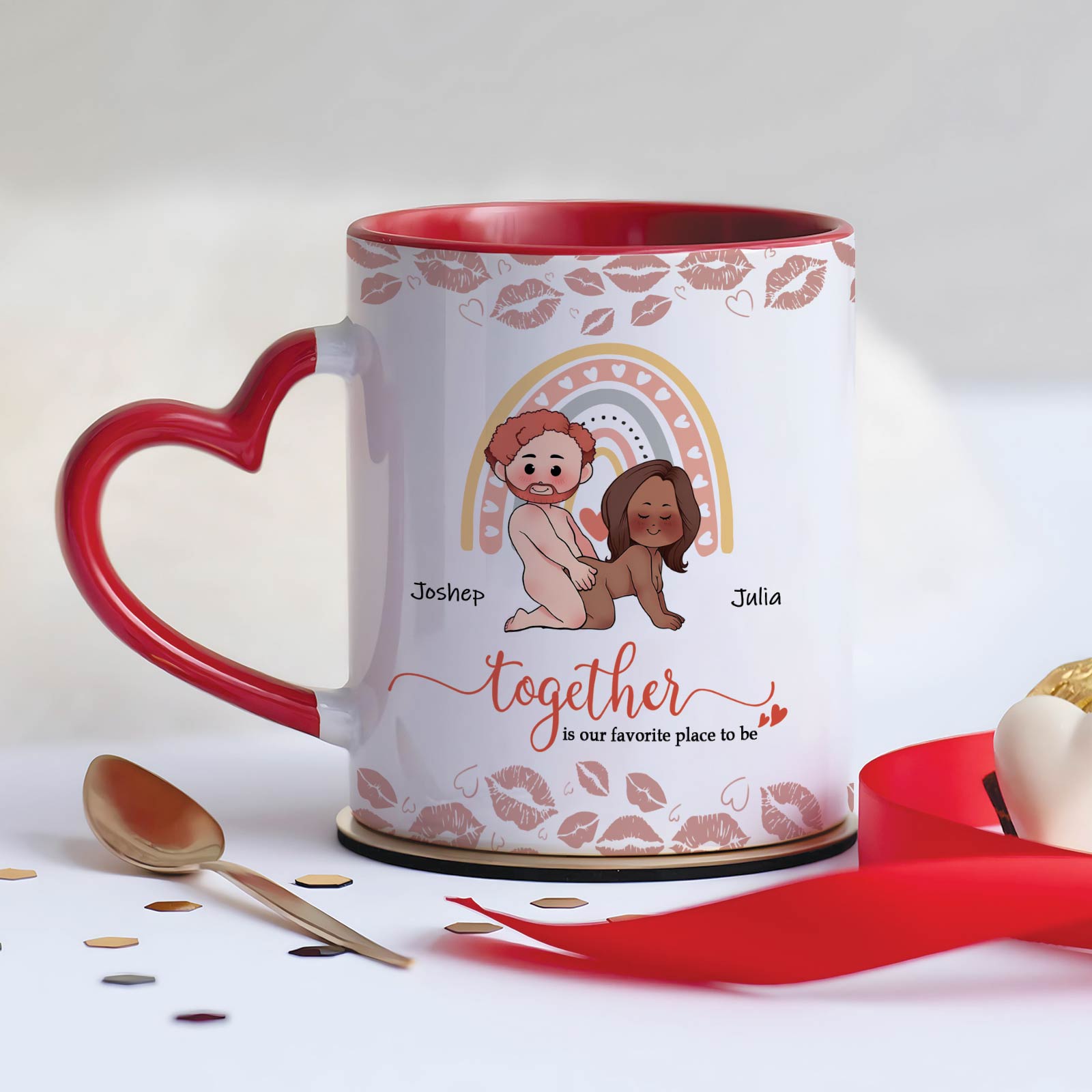 Together Is Our Favorite Place To Be - Personalized Accent Mug For Couples-Mk-1