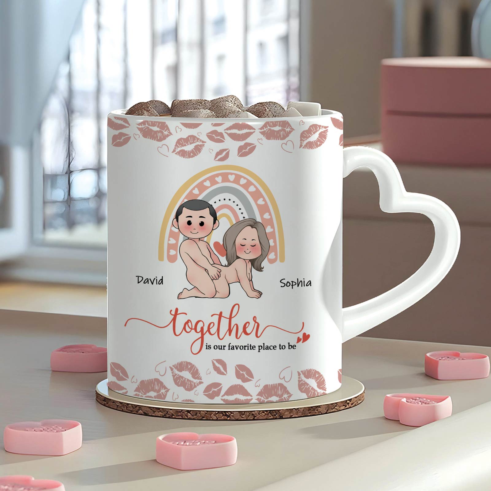 Together Is Our Favorite Place To Be - Personalized Accent Mug For Couples-Mk-2
