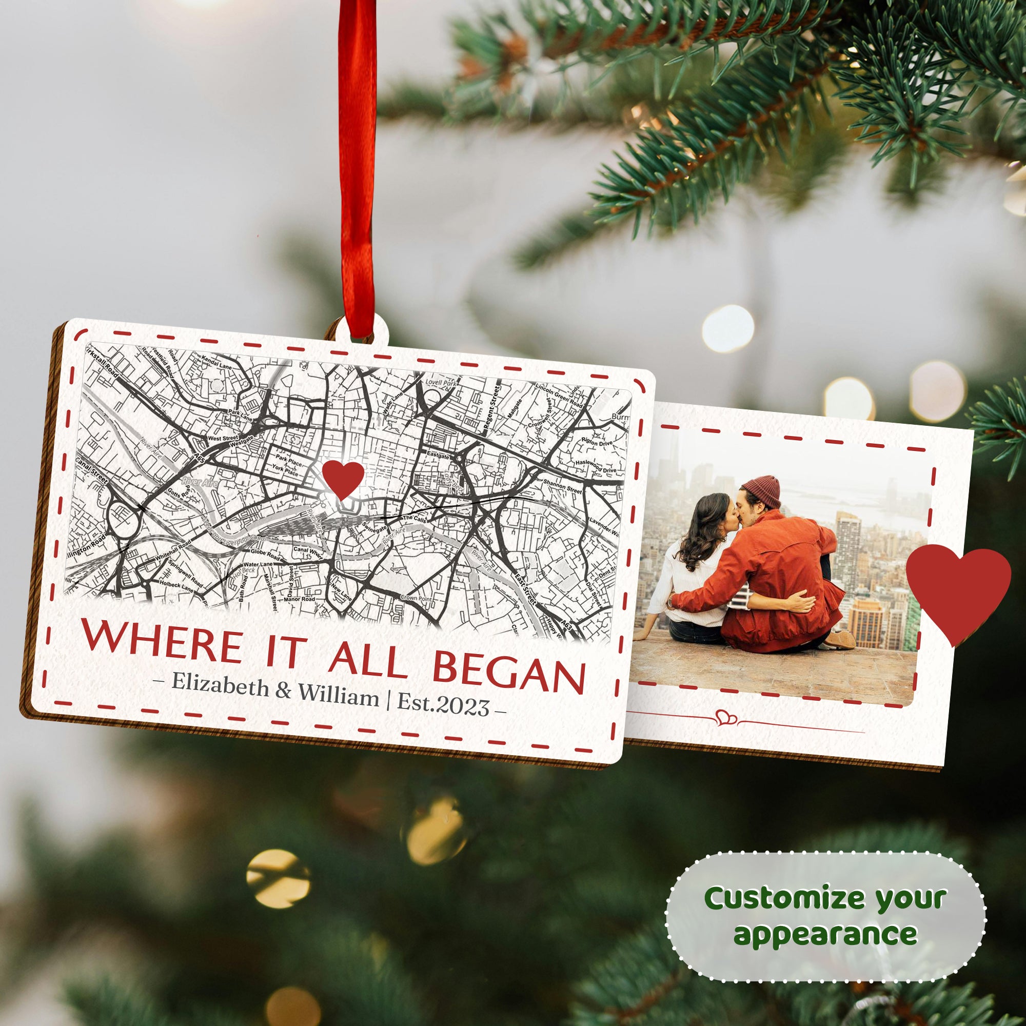 When It All Began - Personalized Wooden Photo Slider Map Card for Couples-P2510-0102-mk3