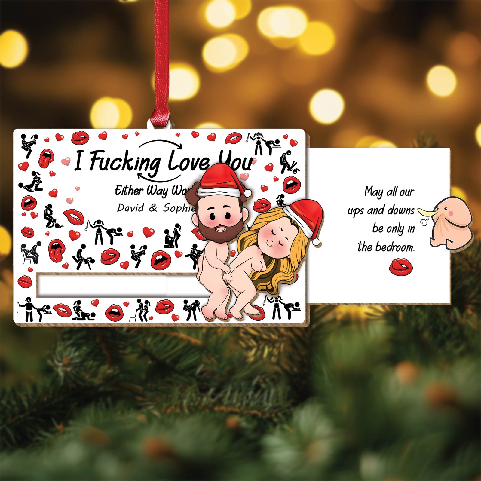 You Are My Favorite Dirty Thought - Personalized Wooden Slider Ornament For Couples-mk1