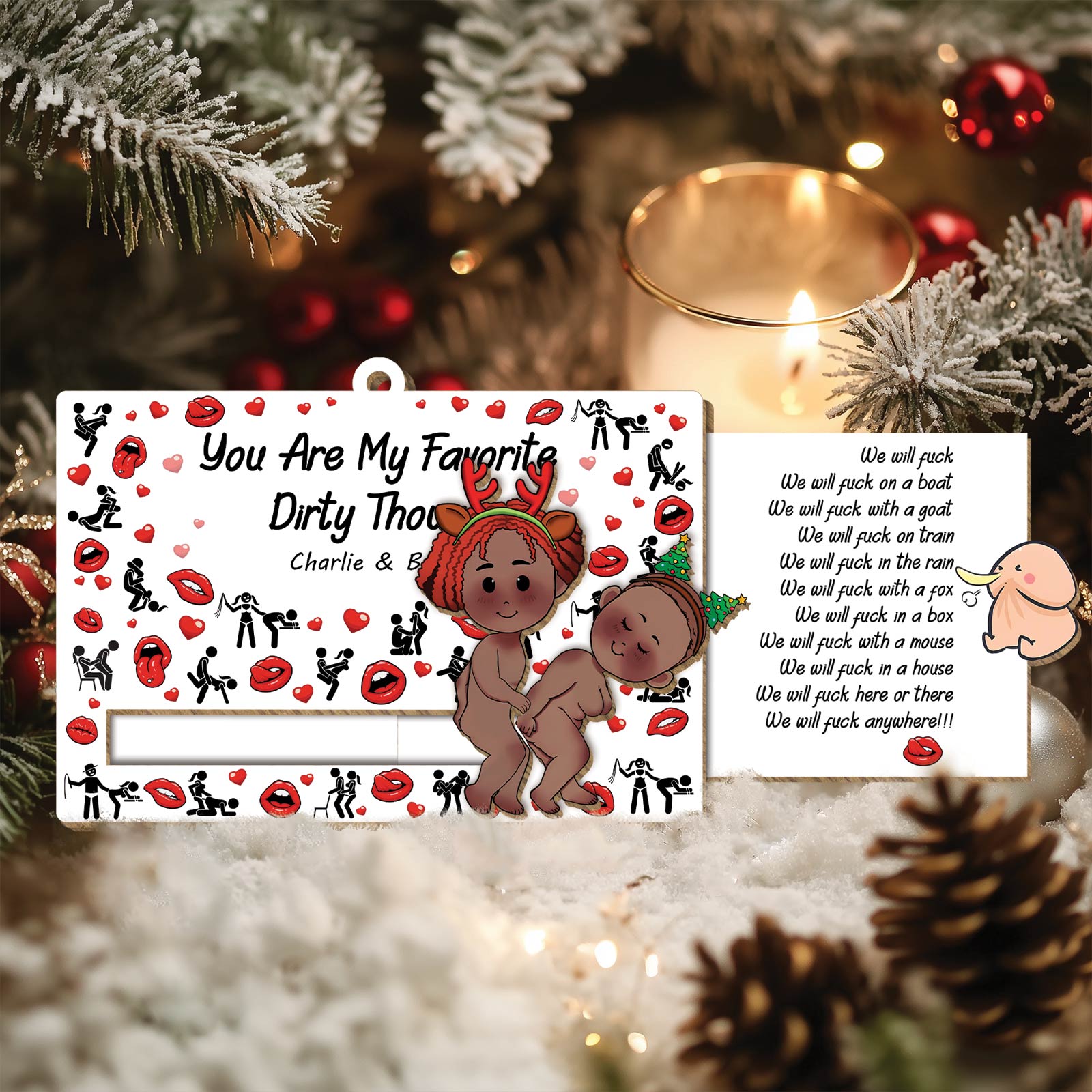 You Are My Favorite Dirty Thought - Personalized Wooden Slider Ornament For Couples-mk3