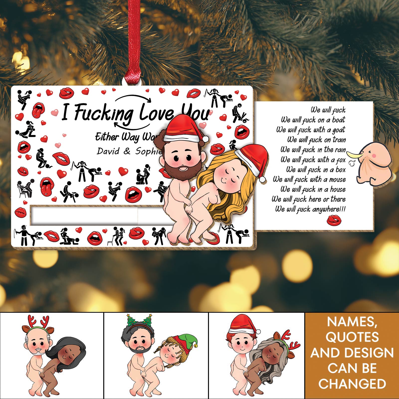 You Are My Favorite Dirty Thought - Personalized Wooden Slider Ornament For Couples-mk7