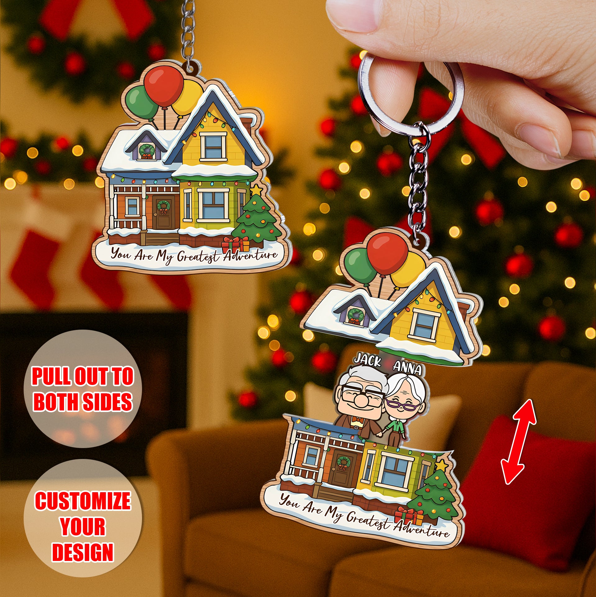 You Are My Greatest Adventure - Personalized Sliding Reveal Acrylic Keychain For Couples-P2510-0903-mk1