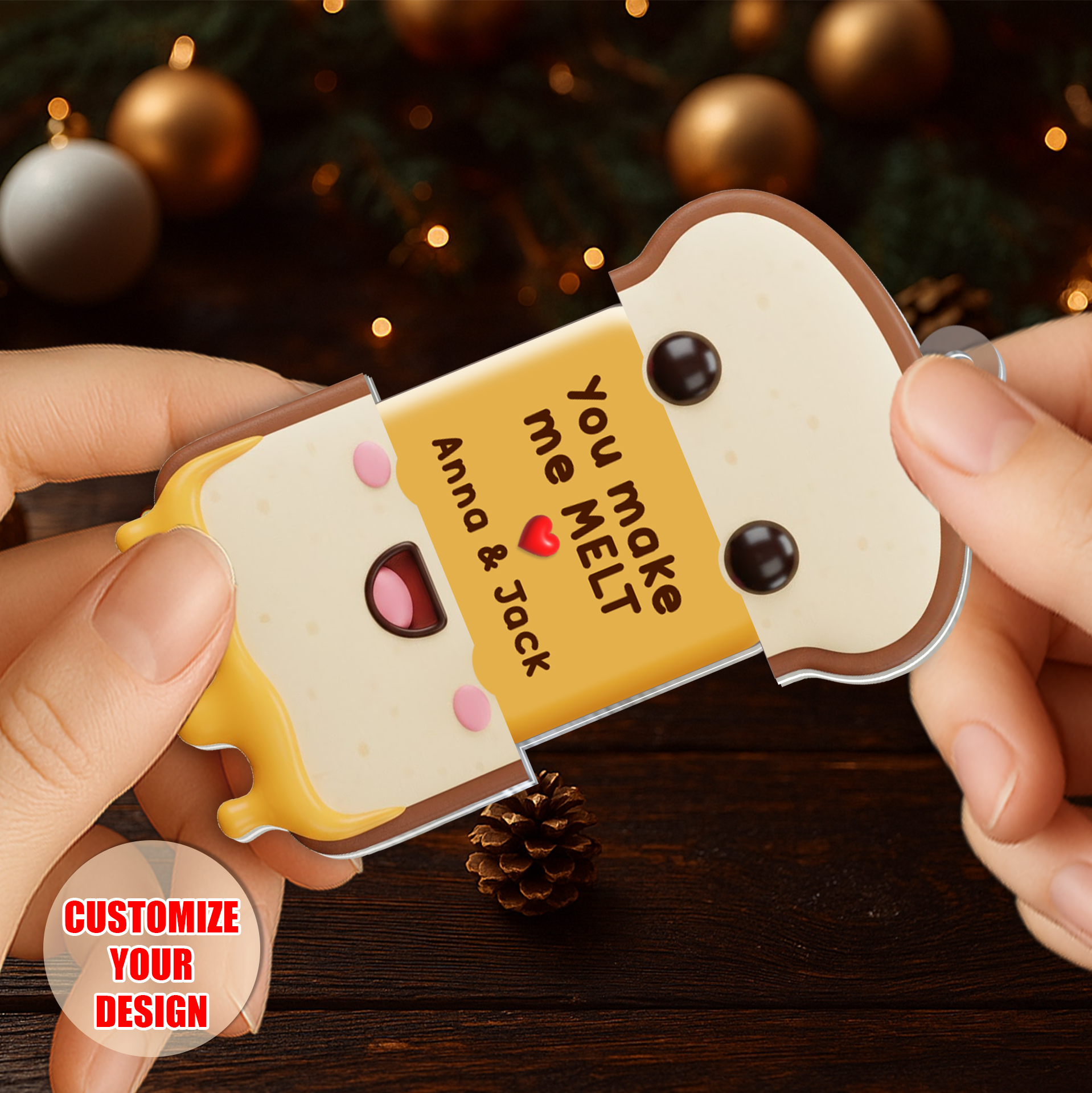 You Make Me MELT - Personalized Sliding Reveal Acrylic Keychain-P2510-1501-mk2