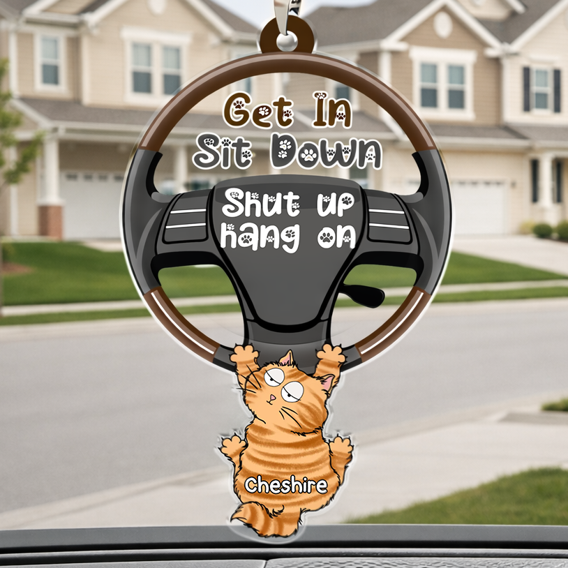 Personalized Cat Car Ornament - Custom Swaying Car Pendant - Funny Gift for Cat Lovers