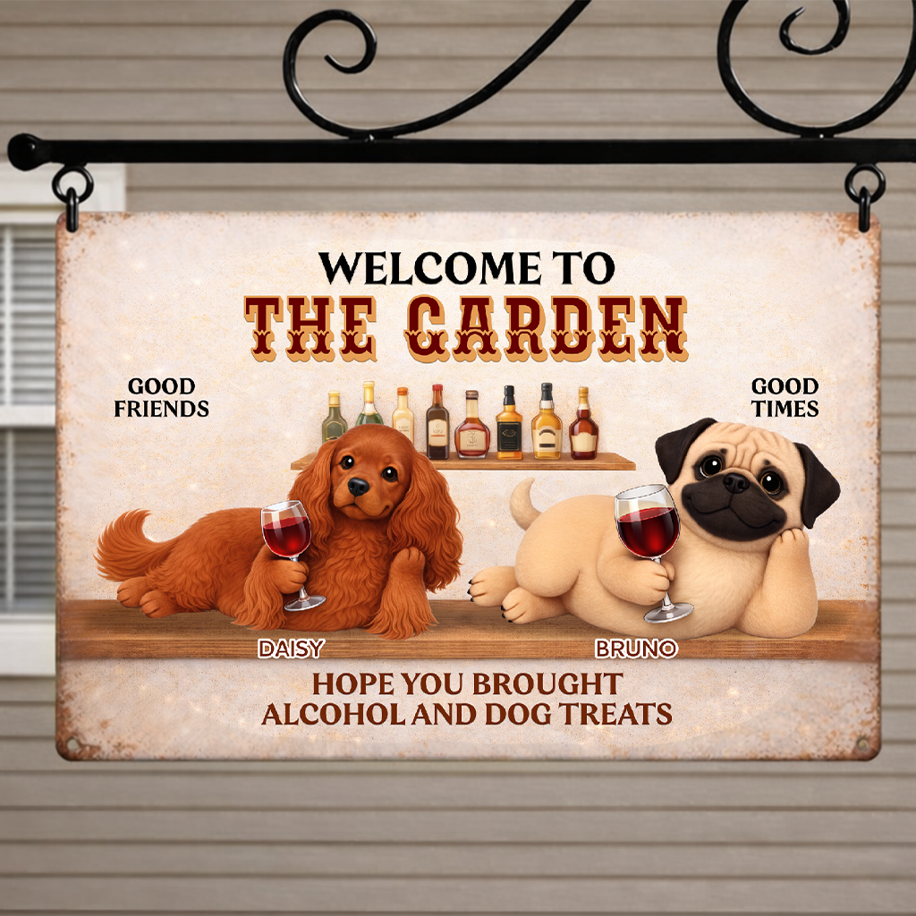 Custom Dog Bar Metal Sign – Funny Backyard & Garden Welcome Sign - Gift For Pet Lovers