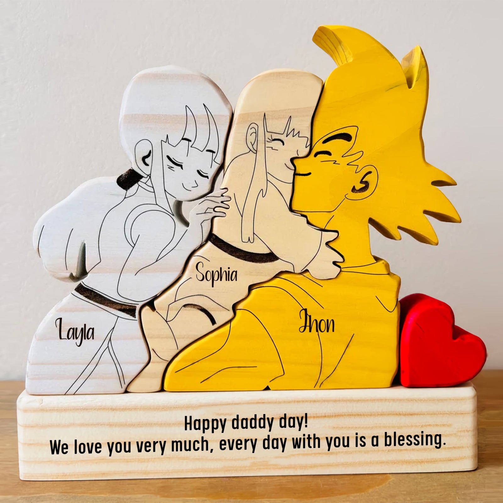 Goku Family Wood Puzzle - Personalized Printed Gift for Anime-Loving Families