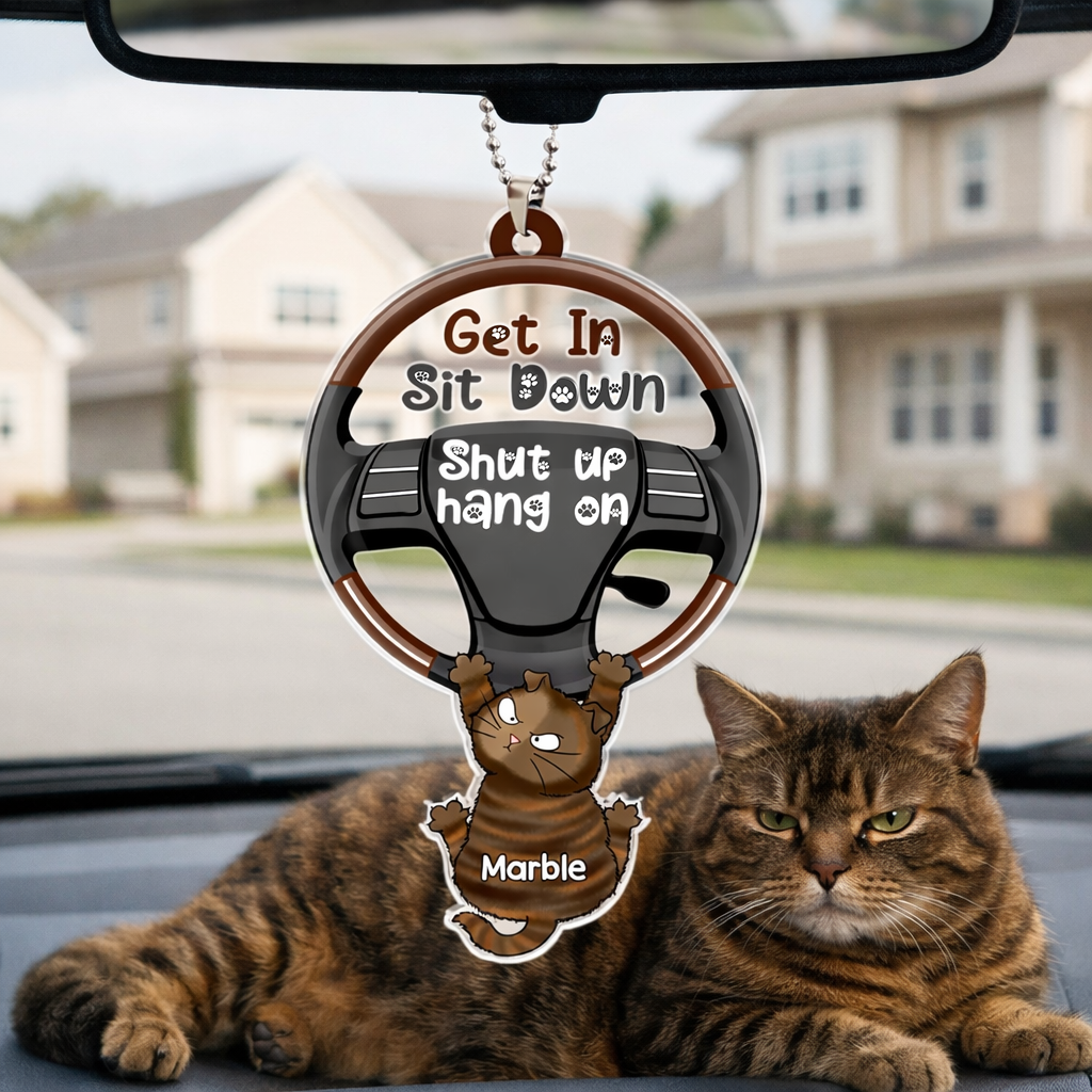 Personalized Cat Car Ornament - Custom Swaying Car Pendant - Funny Gift for Cat Lovers