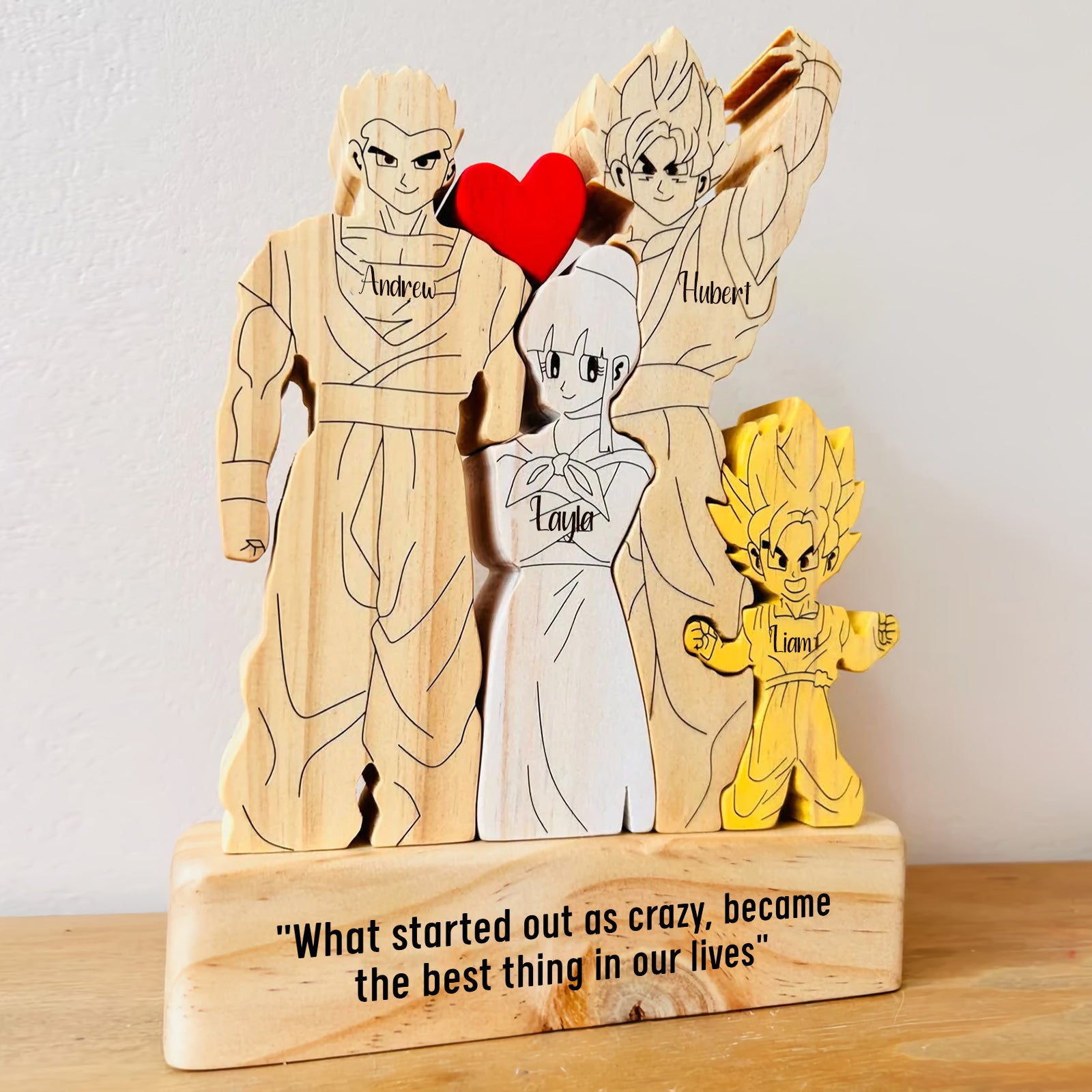 Goku Family Wood Puzzle - Personalized Printed Gift for Anime-Loving Families