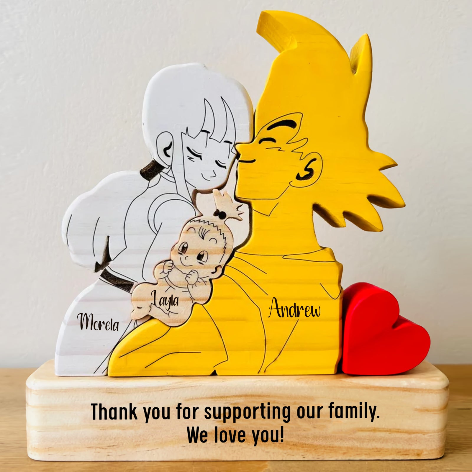 Goku Family Wood Puzzle - Personalized Printed Gift for Anime-Loving Families