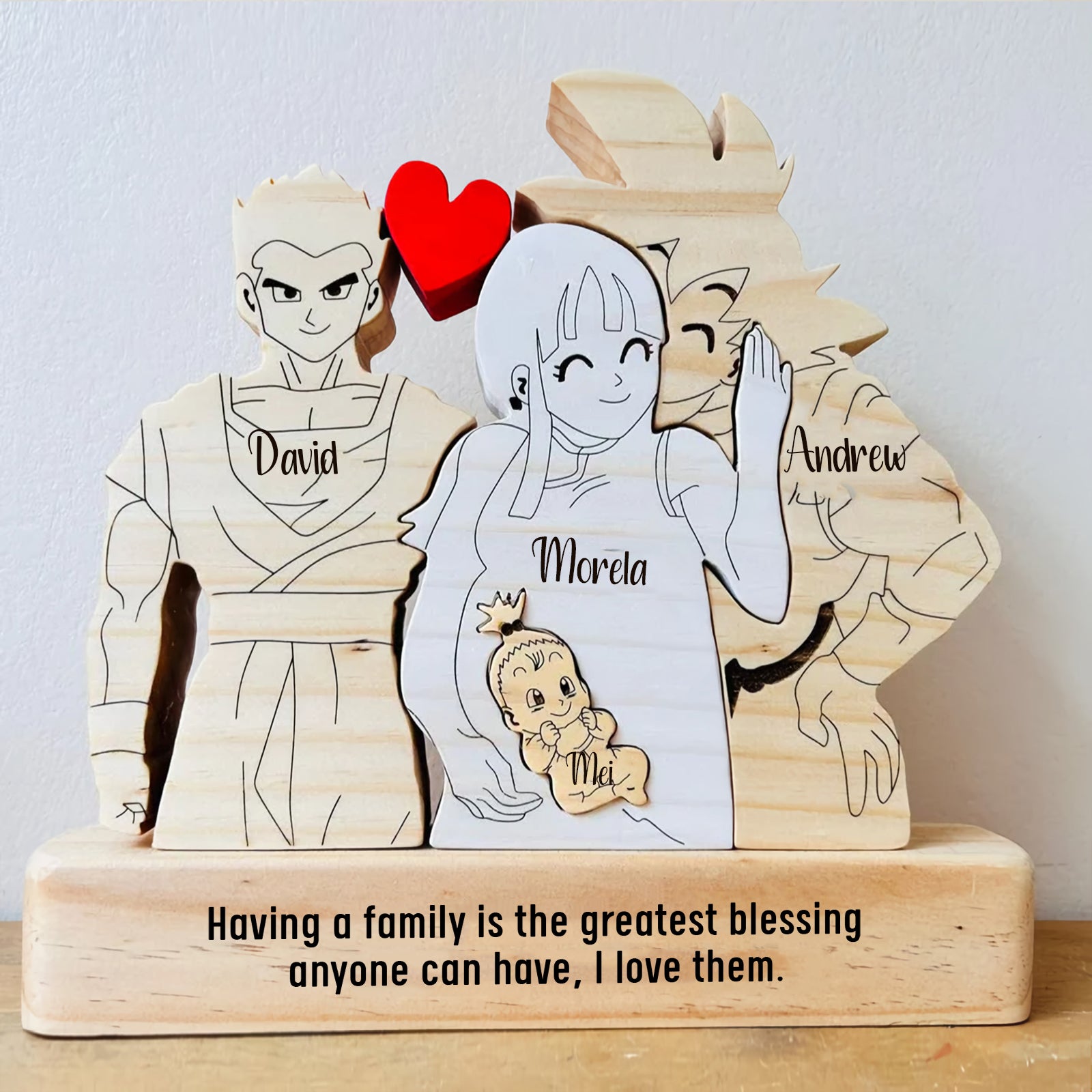 Goku Family Wood Puzzle - Personalized Printed Gift for Anime-Loving Families