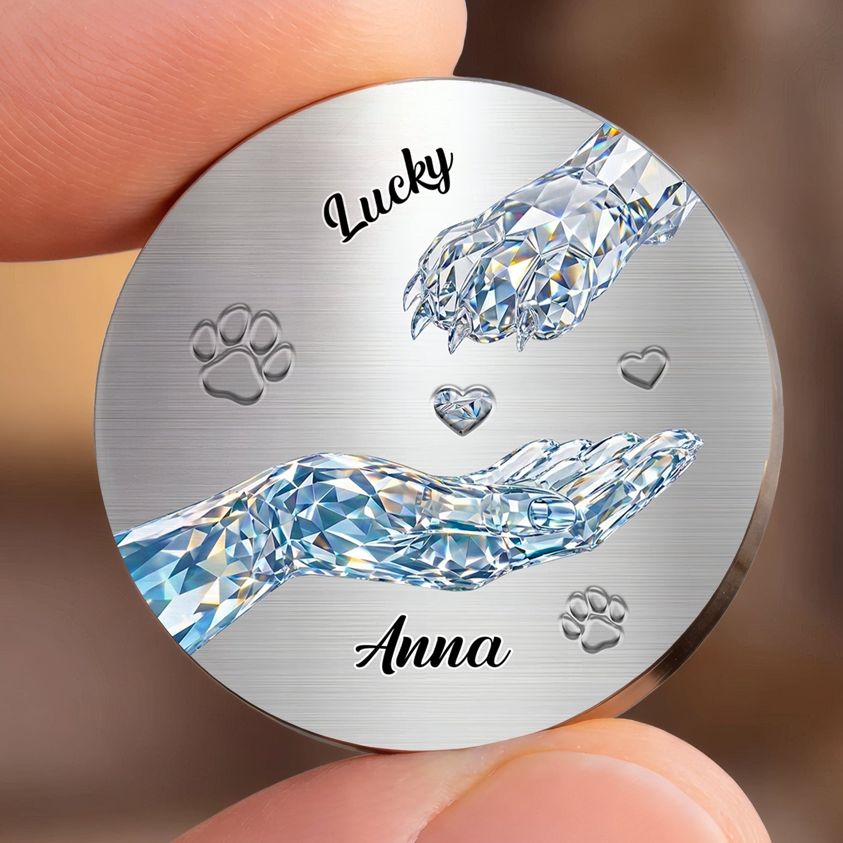 Dog & Cat Mom Gift - Personalized Pocket Hug Token - Pet Memorial Keychain