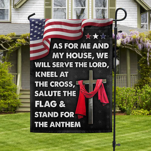 Jesus Cross American Flag As For Me And My House We Will Serve The Lord Flag