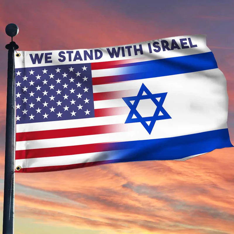 We Stand With Israel American Israeli Friendship Jewish Grommet Flag